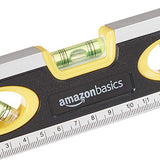 Amazon Basics 9-Inch Magnetic Torpedo Level and Ruler, 180/90/45 Degree Bubbles, Black