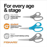 Fiskars 7 SoftGrip Left-Handed Student Glitter Scissors for Kids 12+ - Left-Handed Scissors for School or Crafting - Back to School Supplies - Blue