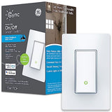 GE Lighting CYNC Smart Light Switch On/Off Paddle Style, Neutral Wire Required, Bluetooth and 2.4 GHz Wi-Fi 4-Wire Switch, Works with Alexa and Google Home (Packaging May Vary),White