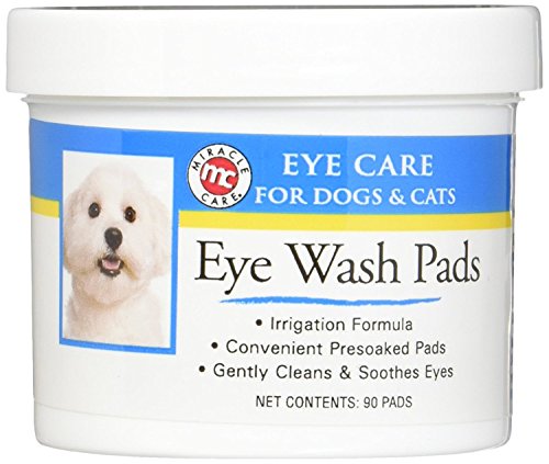Miracle Care Eye Wash Pads For Dogs And Cats Made In USA, Soft Pet Wipes For Gently Cleaning Eyes, Sterile Cat and Dog Wipes Formulated To Remove Eye Debris, 90 Count
