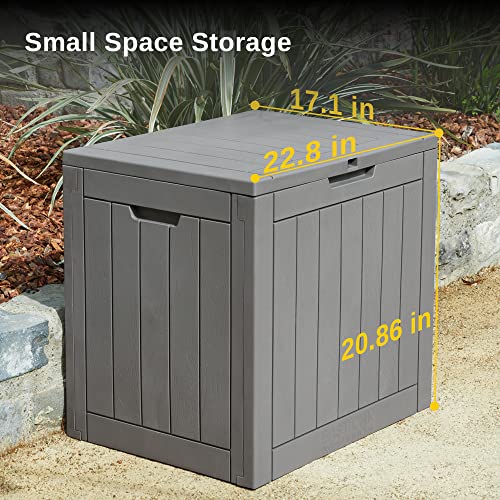 EAST OAK Deck Box, 31 Gallon Indoor and Outdoor Storage Box with Padlock for Patio Cushions, Outdoor Toys, Gardening Tools, Sports Equipment, Waterproof and UV Resistant Resin, Grey