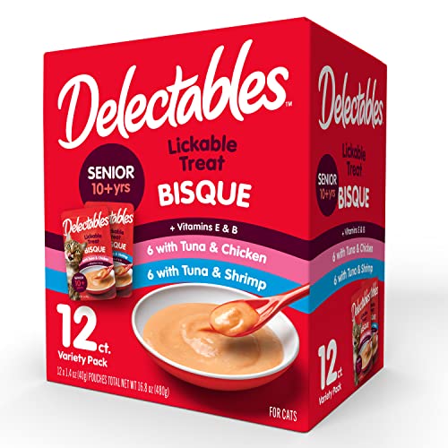 Delectables Bisque Senior Variety Lickable Cat Treat, 12 Count