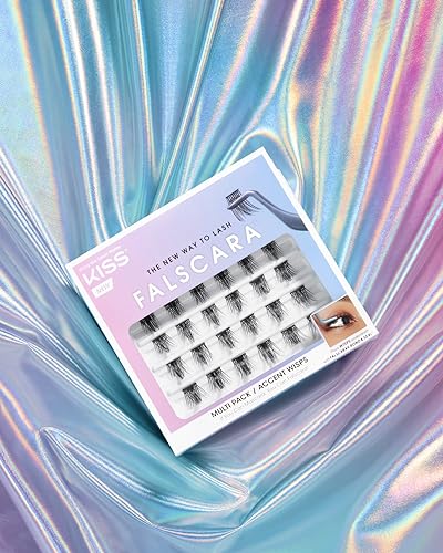 KISS FALSCARA False Eyelashes WISPS Multipack, Accent, DIY, Ultra Glam, Invisible, Rewearable 3x, Buildable & Customizable, Easy To Apply, Split Lash Tip | 24 Wisps