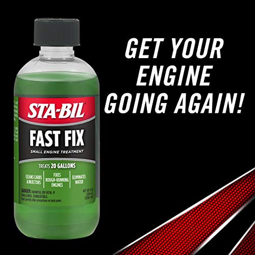 STA-BIL Fast Fix - Small Engine Treatment, Cleans Carburetors and Injectors, Fixes Rough Running Engines, Eliminates Water, Treats Up to 20 Gallons, 8oz (22304) , Green