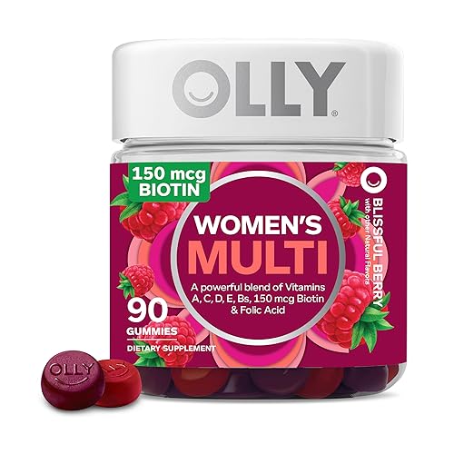 OLLY Women's Multivitamin Gummy, Vitamins A, D, C, E, Biotin, Folic Acid, Berry Flavor, 60-Day Supply - 120 Count