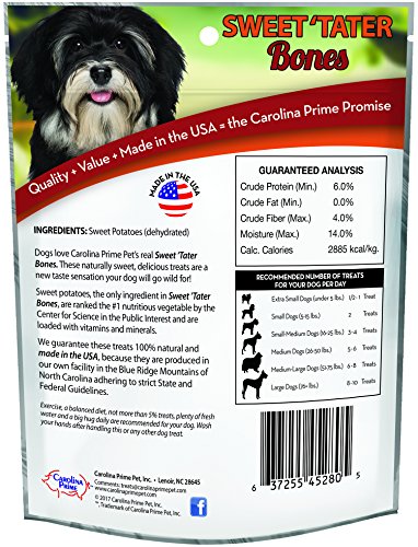 Carolina Prime Pet 45281 Sweet Tater Bone Treat For Dogs ( 1 Pouch), One Size