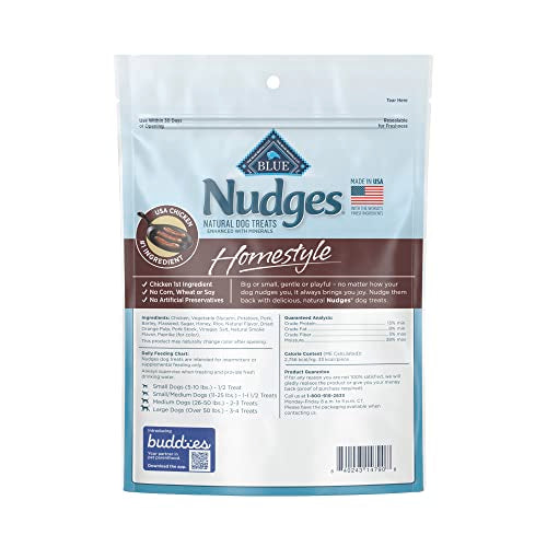 Blue Buffalo Nudges Homestyle Natural Dog Treats, Chicken and Bacon, 16oz Bag