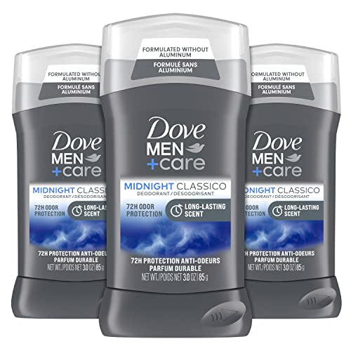 Dove Men+Care Deodorant Stick for Men Midnight Classico 3 Count Aluminum Free 72-Hour Odor Protection Mens Deodorant With Essential Oils & 1/4 Moisturizing Cream 3oz