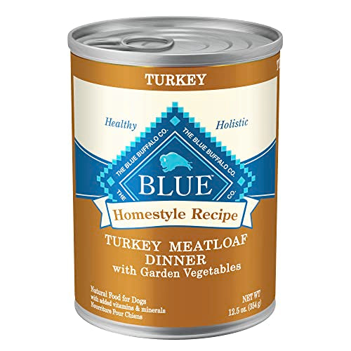 Blue Buffalo Homestyle Recipe Natural Adult Wet Dog Food, Turkey Meatloaf 12.5-oz can (Pack of 12)