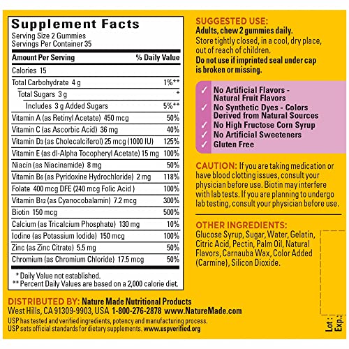 Nature Made Multivitamin For Her, Womens Multivitamin for Daily Nutritional Support, Multivitamin for Women, 150 Gummies, 75 Day Supply