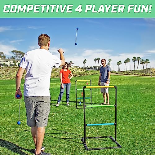 GoSports Ladder Toss Indoor & Outdoor Game Set with 6 Soft Rubber Bolo Balls and Travel Carrying Case - Choose Pro or Classic