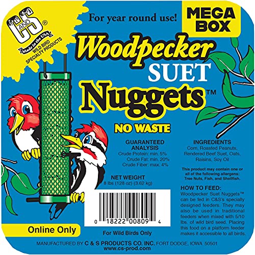 C&S Wild Bird Peanut Suet Nuggets Mega Box, 8 Pounds