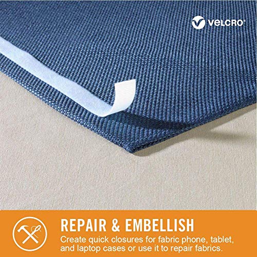 VELCRO Brand For Fabrics | Permanent Sticky Back Fabric Tape for Alterations and Hemming | Peel and Stick - No Sewing, Gluing, or Ironing | Cut-to-Length Roll, 24 in x 3/4, White