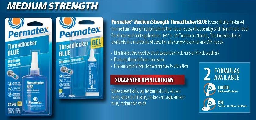 Permatex 24283 Medium Strength Threadlocker Blue, 90 ml