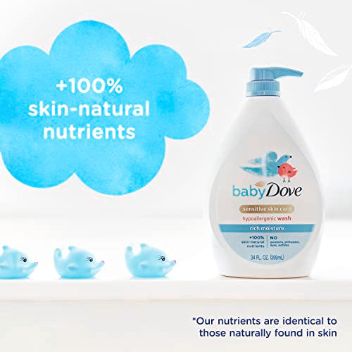 Baby Dove Sensitive Skin Care Baby Wash Rich Moisture For Baby Bath Time Tear-Free and Hypoallergenic 34 oz