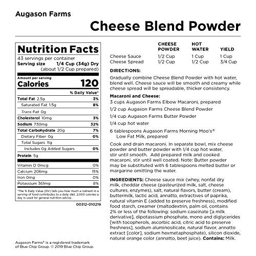 Augason Farms Cheese Blend Powder Certified Gluten Free Long Term Food Storage Everyday Meal Prep Large Can, 1.48 kg