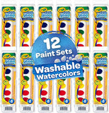 Crayola Washable Watercolors, 12 Paint Sets for Kids, School Supplies Bulk, 8 Vibrant Colors