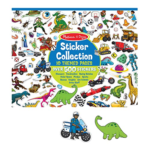 Melissa & Doug Sticker Collection Book Dinosaurs, Vehicles, Space, and More - 500+ Stickers - Sticker Books, Arts And Crafts Activity For Kids Ages 3+