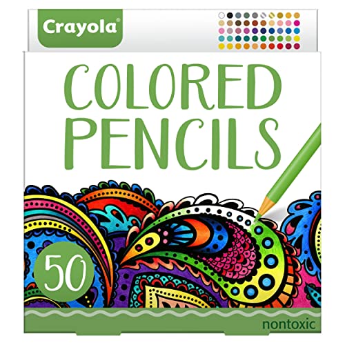 Crayola Colored Pencils For Adults (50 Count), Colored Pencil Set for Adult Coloring, Back to School Supplies for High School [Amazon Exclusive]