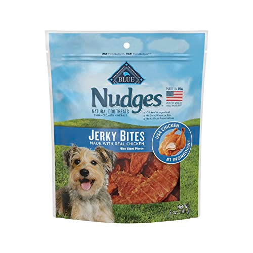 Blue Buffalo Nudges Jerky Bites Natural Dog Treats, Chicken, 5oz Bags