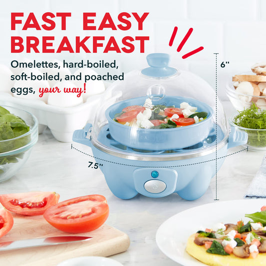 DASH Rapid Egg Cooker: 6 Egg Capacity Electric Egg Cooker for Hard Boiled Eggs, Poached Eggs, Scrambled Eggs, or Omelets with Auto Shut Off Feature - Red