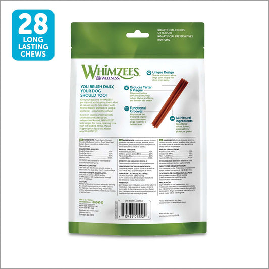 WHIMZEES by Wellness Stix Natural Dental Chews for Dogs, Long Lasting Treats, Grain-Free, Freshens Breath, Extra Small Breed, 56 count