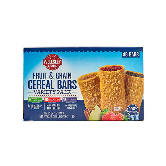 Wellsley Farms Fruit & Grain Cereal Bars Variety Pack, 48 ct.