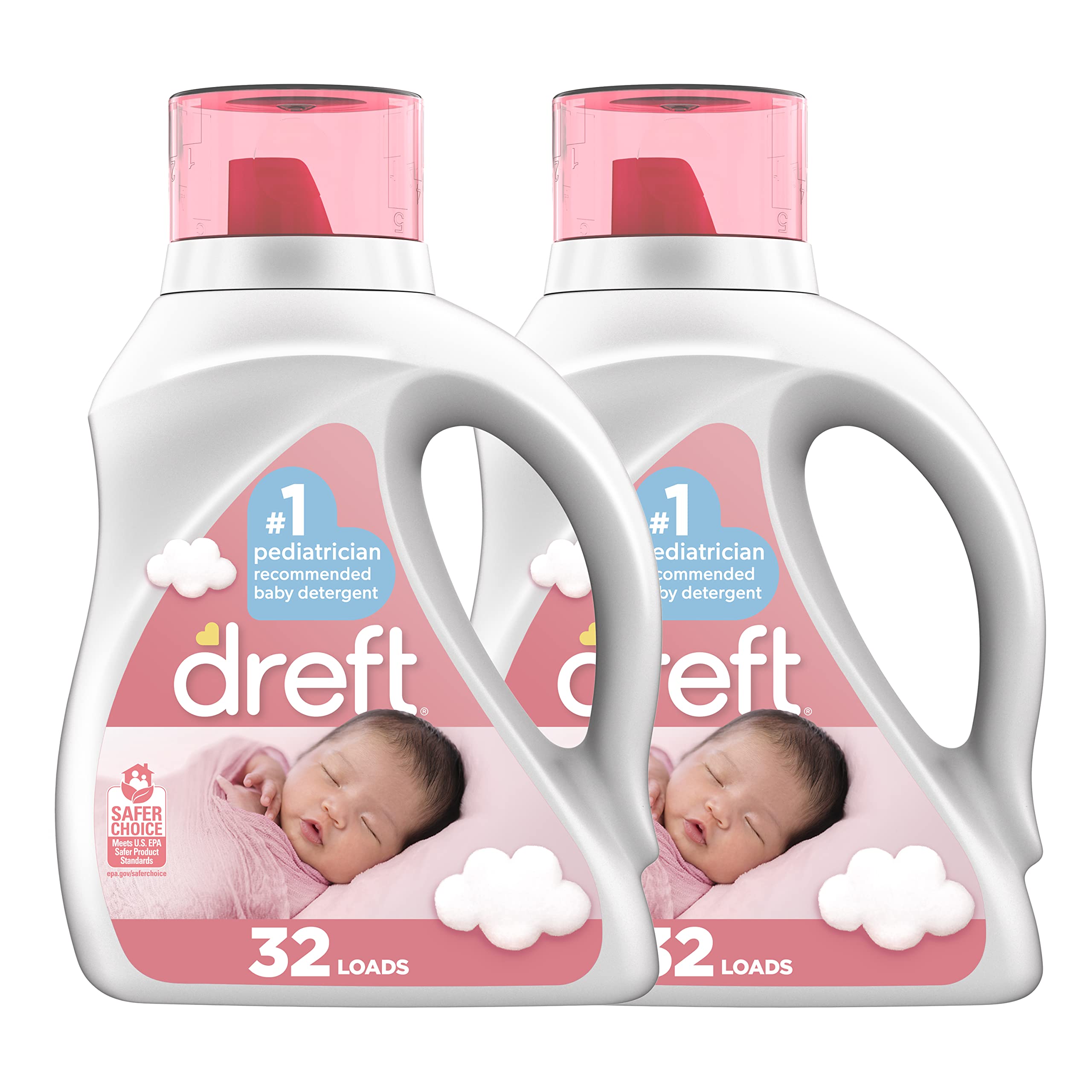 Dreft Stage 1 Newborn Hypoallergenic Baby Laundry Detergent Liquid Soap (HE), Natural for Baby, Newborn, or Infant, 46 Fl Oz, (Pack of 2)