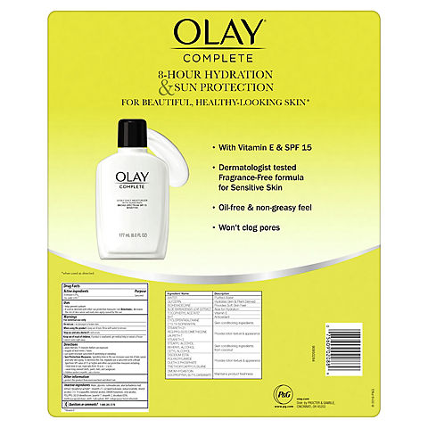 Olay Complete Sensitive Plus SPF 15 Face Moisturizer, 2 pk./6.0 oz.