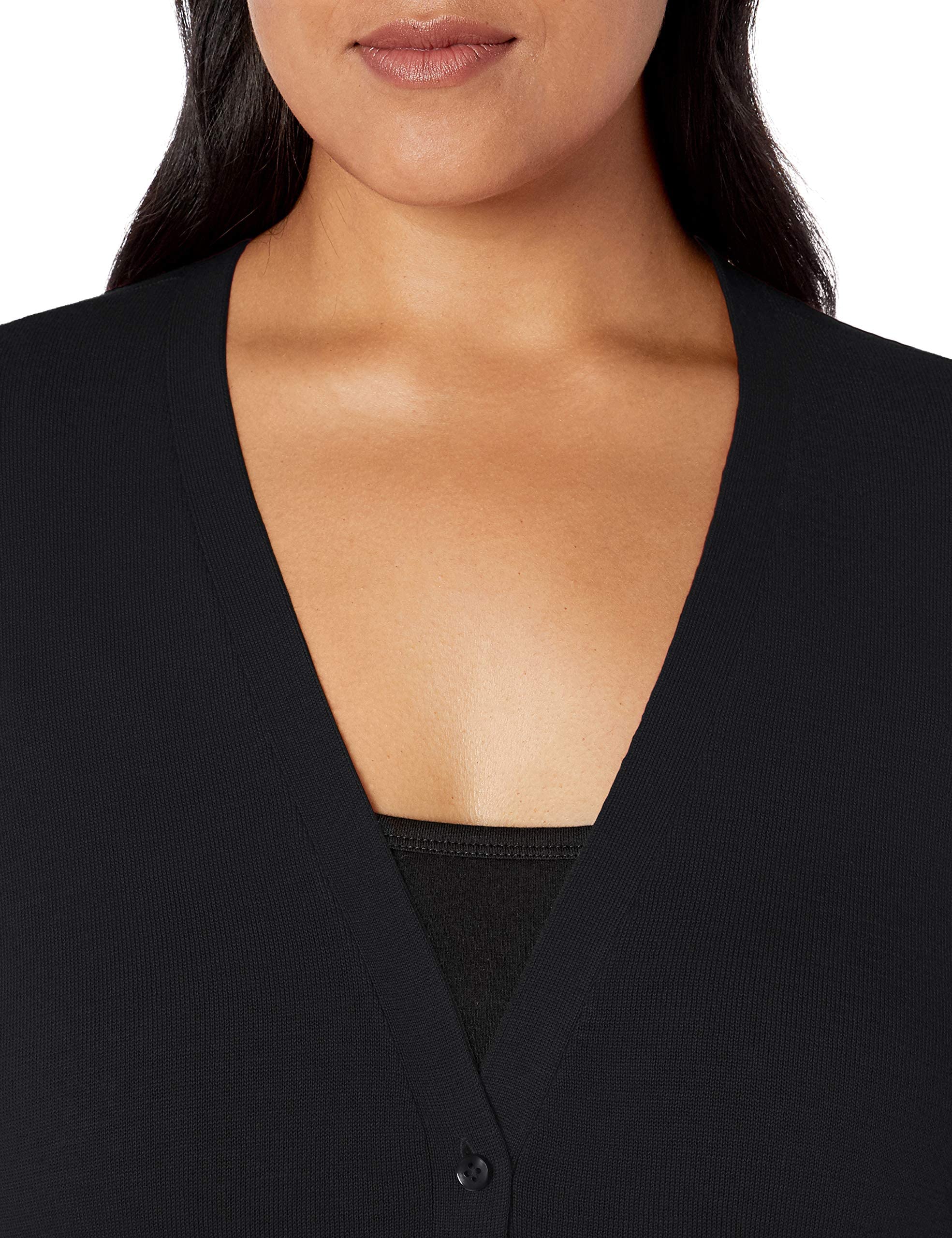 Amazon Essentials Women's Lightweight Vee Cardigan Sweater (Available in Plus Size), Black, Large